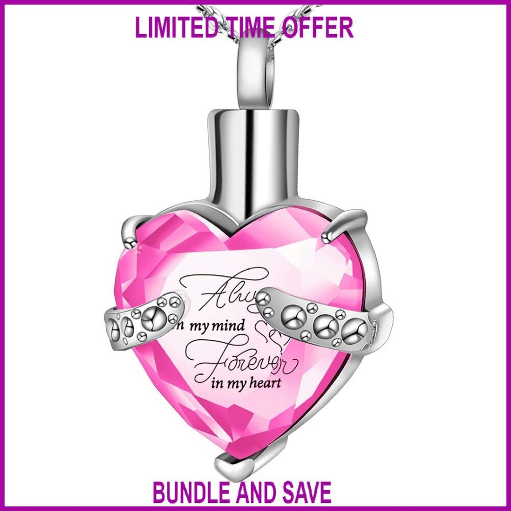 Stainless Steel Heart Urn Necklace Memorial Jewelry Adjustable Chain